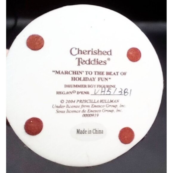 Marching To Beat of Holiday Fun Cherished Teddies Vintage Drummer Boy Bears 2004 - Picture 11 of 15